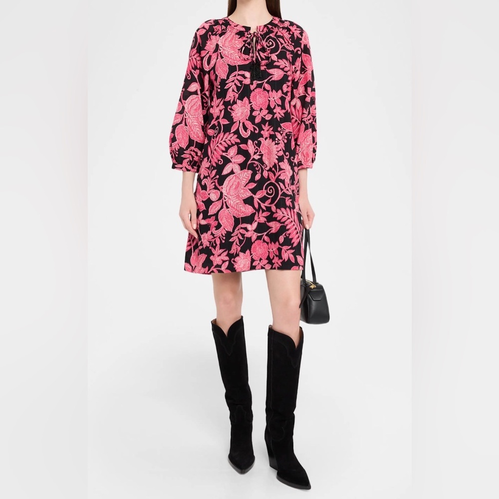 Johnny Was Workshop
Tasseled Floral-Print Mini Shift Dress Size:XL